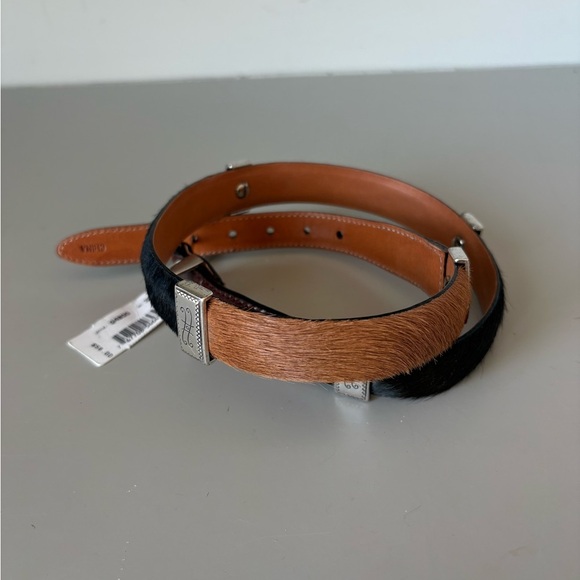 Brighton Haircalf Leather Belt Multicolor Brown Red Black Silver Buckle Size 30 main image 7